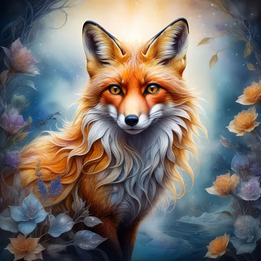Prompt:   Double Exposure,  A very beautiful fox, in the style of Josephine Wall, ice element, Ultrarealistic digital illustration, detailed watercolor drawing on soft paper, Contemporary beautiful art, sensuality, atmospheric, dark fantasy, fantasy, magic, botanical, ethereal, super-detail, psychedelic colors, dark colors, golden ratio, high quality, HDR, 1024k,  professional, depth, detailed shading, sharp