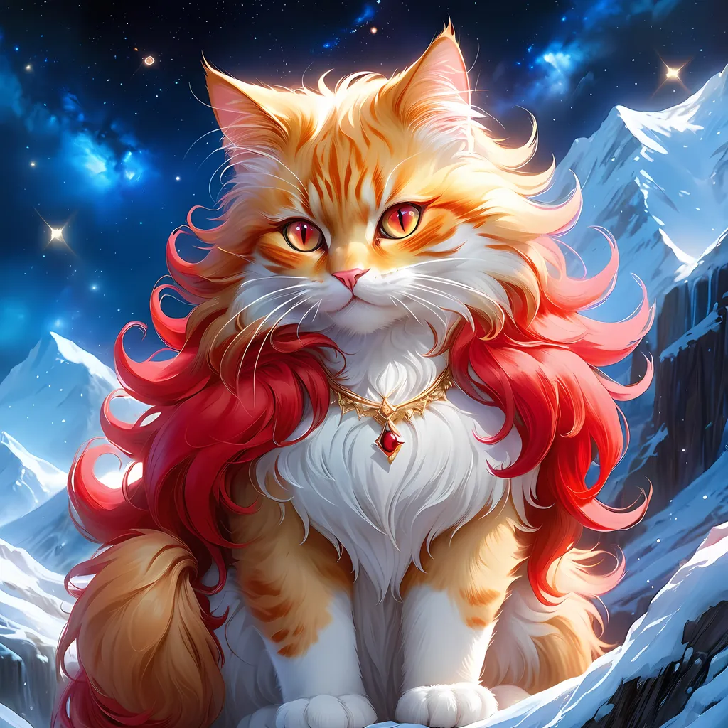 clawmaster (cat) with {red fur} and {ruby red eyes},... | OpenArt