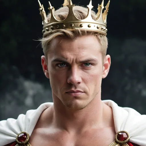 Prompt: guy, strong, handsome, king, serious, white, thunderbolt