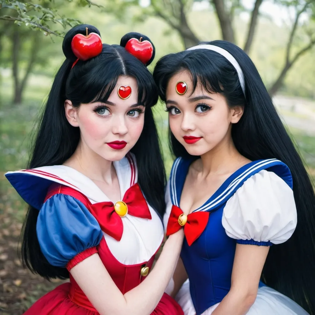 Prompt: Snow White and Sailor Moon