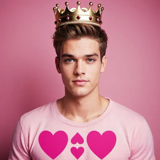 Prompt: guy, handsome, king, pink, hearts
