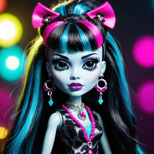 Prompt: Create a collector Monster High dolls of Frankie Stein