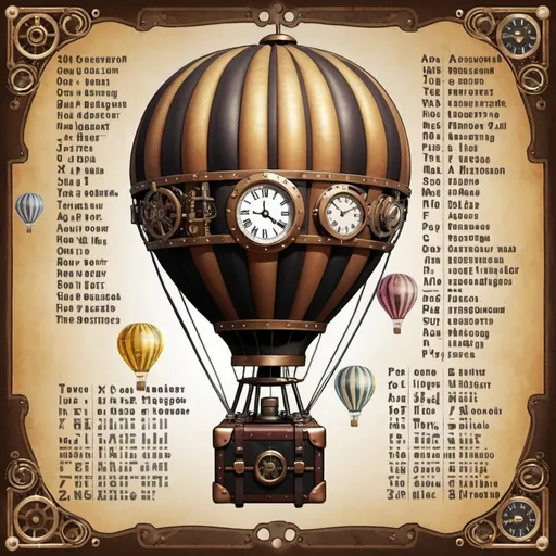 Prompt: Crossword puzzle book cover in steam punk style, around the world in 80 days style, vivid. Include a hot air balloon.