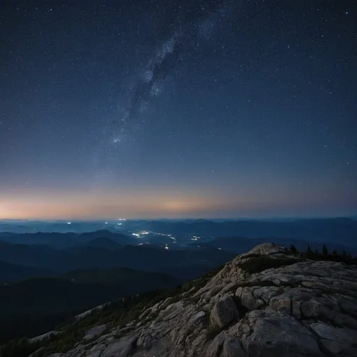 Prompt: Starry Skies as viewed from a mountain top