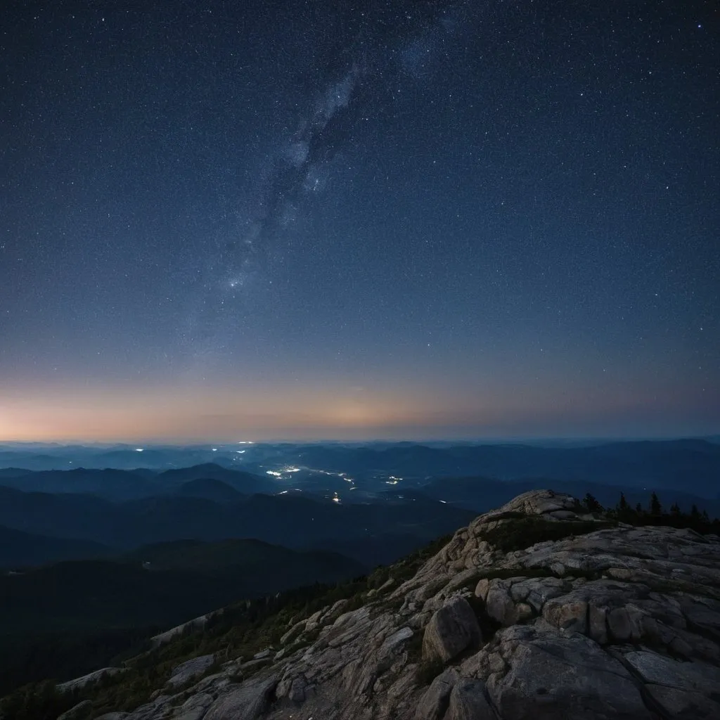 Prompt: Starry Skies as viewed from a mountain top