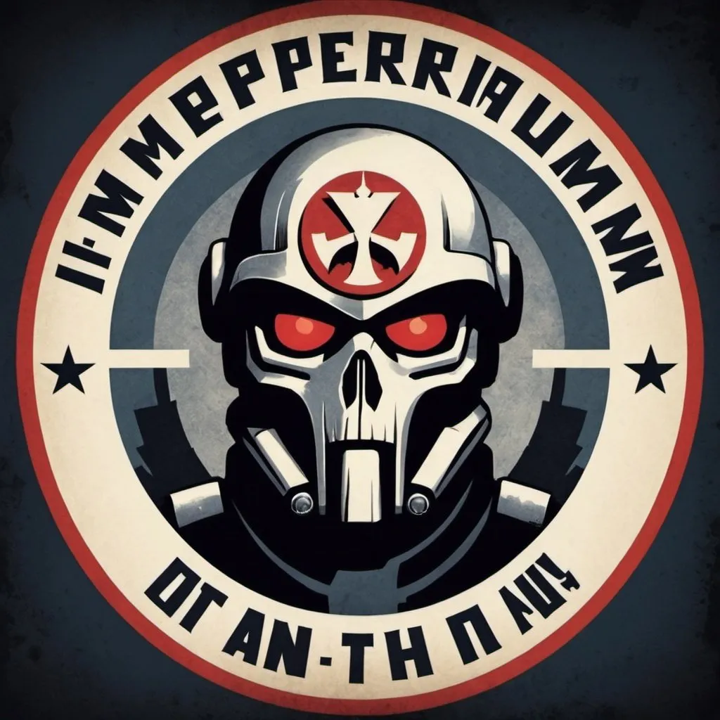 Prompt: Dystopian , poster, 50s, concept art, Logo of the Imperium of man from the 40k universe, and USA 50's propaganda.


