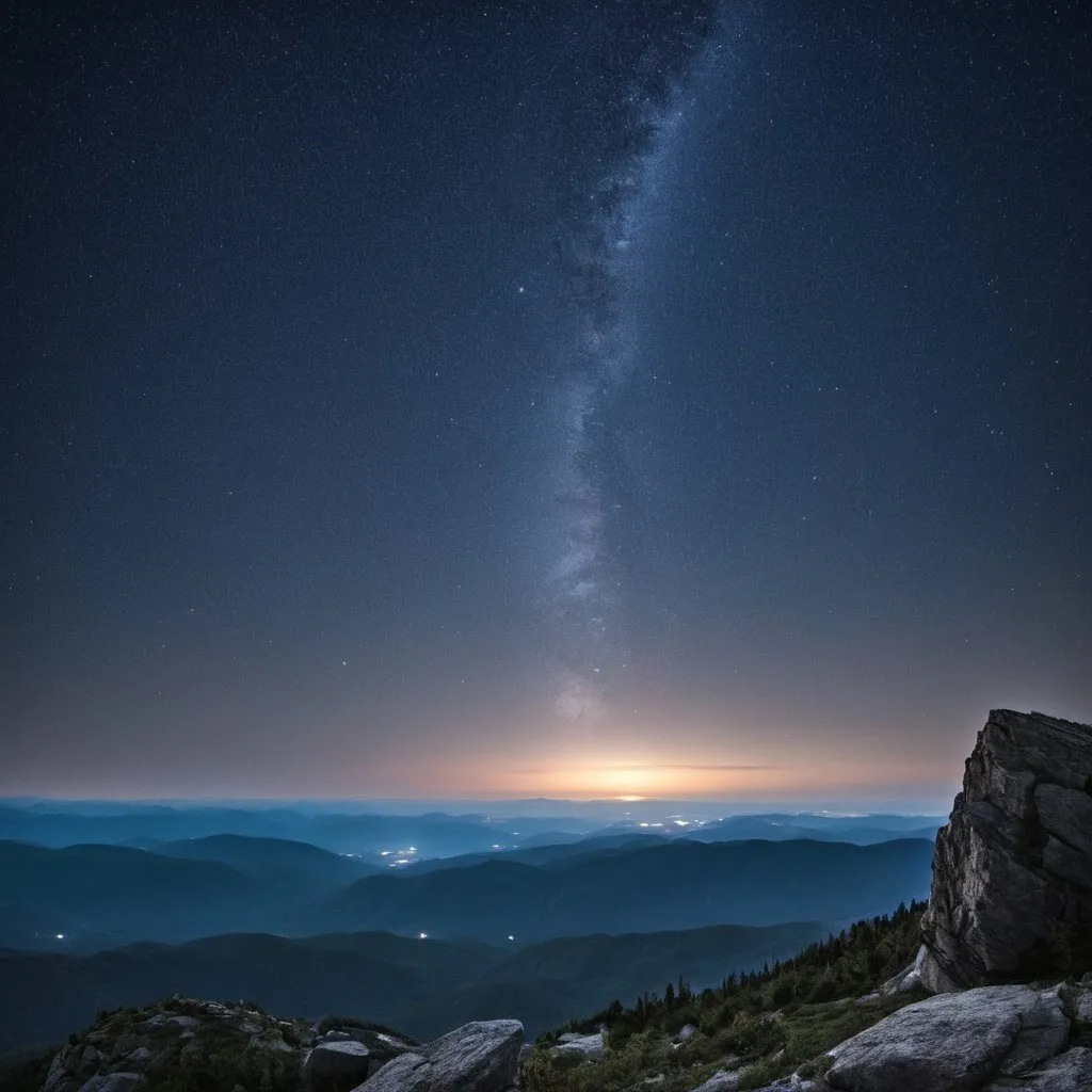 Prompt: Starry Skies as viewed from a mountain top