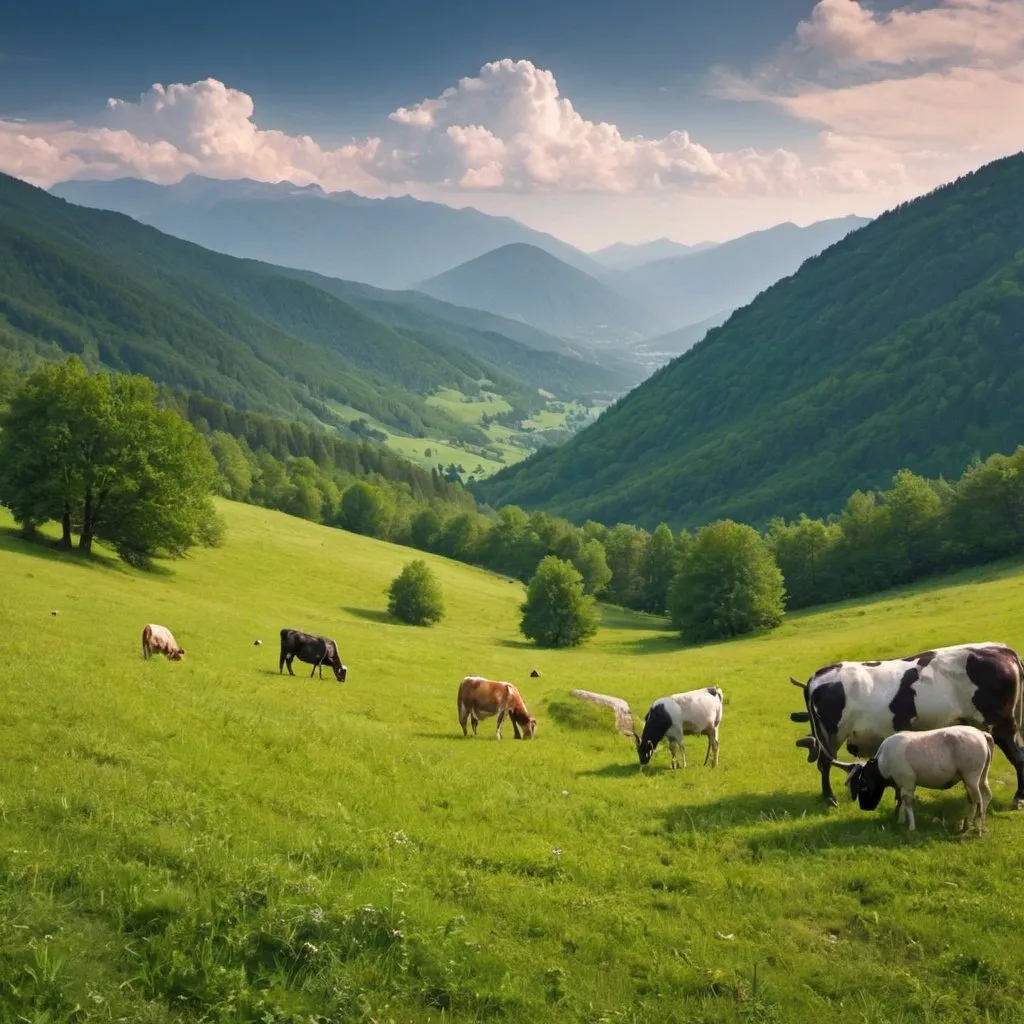 Prompt: wild pastoral mountain landscape 
