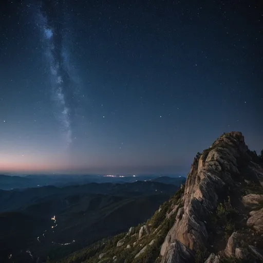 Prompt: Starry Skies as viewed from a mountain top