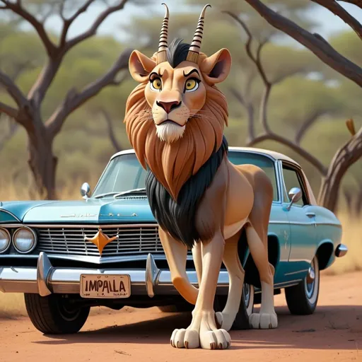 Prompt: Disney style impala crossed with a lion