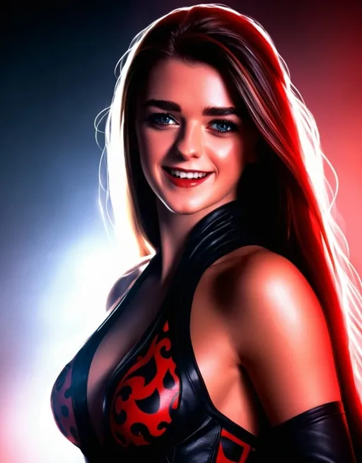 Prompt: Beautiful Sith with long, flowing hair, intense stare, wicked smile, high-res, skimpy outfit,digital painting, detailed eyes, dark and menacing, Sith, red and black color scheme, dramatic lighting, sinister aura