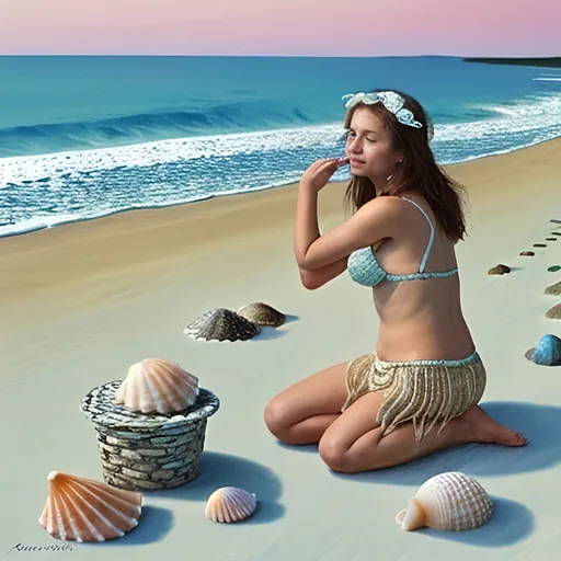 Prompt: She sells seashells by the seashore