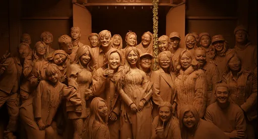 Prompt: A highly detailed bas-relief sculpture, carved from clay, 3D relief wall, dramatic lighting, realistic shadows, intricate details