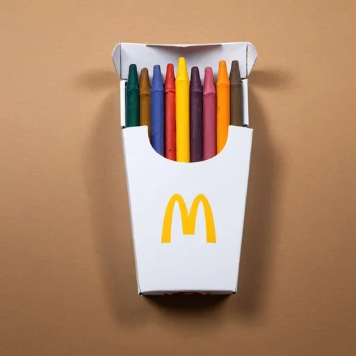 Prompt: Crayons  in a McDonald's fries carton