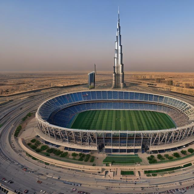Prompt: stadium near burj khalifa