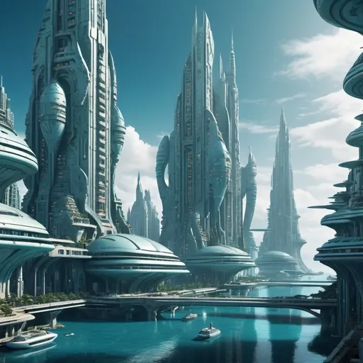 Prompt: Large futuristic city in style of Atlantis