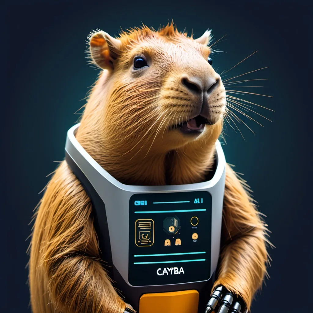 Prompt: capybara ai robot memecoin token image