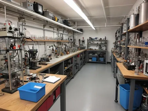 Prompt: A very organized lab for combustion research and mechanical engineering