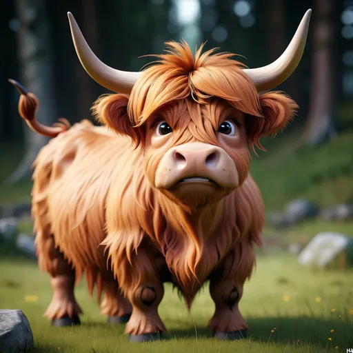 Prompt: A highland cow with an emo hairstyle, high quality, unreal engine