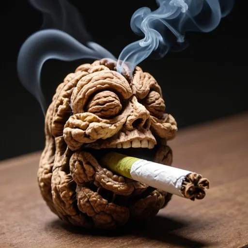 Prompt: Walnut smoking a joint