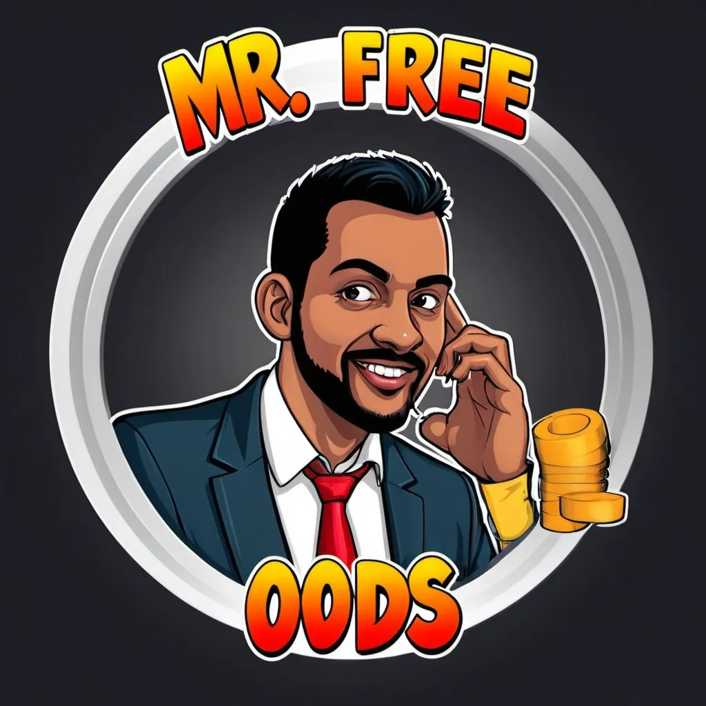 Prompt: Mr.free odds logo with his contact information on 0594148410