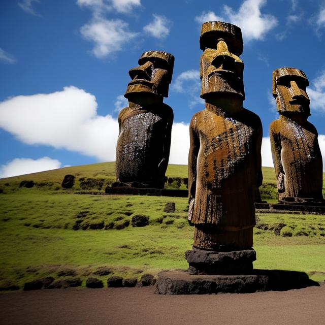 Prompt: Easter island statue sat on a throne in epic castle