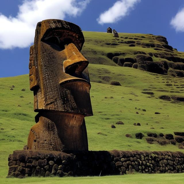 Prompt: Easter island statue sat on a throne in epic castle