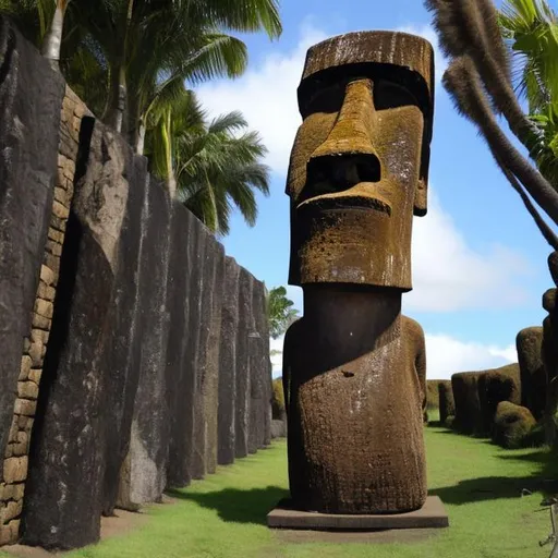 Prompt: Easter island statue coming to life
 