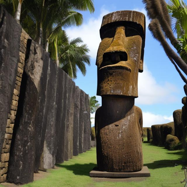 Prompt: Easter island statue coming to life
 