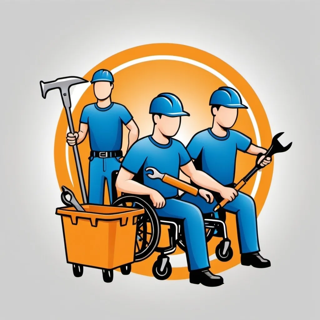 Prompt: handicapped handymen with tools logo
