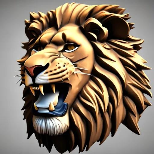Prompt: 3D Lion headshot roaring