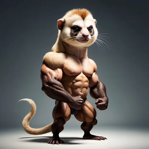 Prompt: a buff monkey with a ferret head