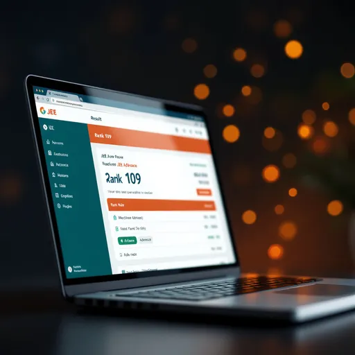 Prompt: generate an realistic image of laptop screen showing  JEE result showing rank 109 in JEE advance 
