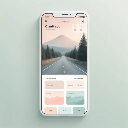 Prompt: Modern minimalist app interface with introvert and travel theme, sleek digital design, soft pastel color palette, clean and simple layout, high-res, minimalistic, modern, travel, introvert, soft pastel colors, user-friendly, calming atmosphere