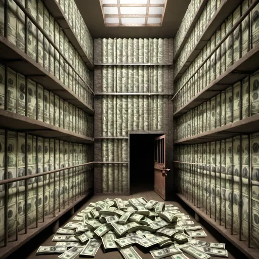 Prompt: Prison made of money
