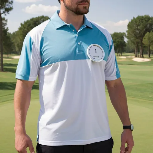 Prompt: Portable Air-Conditioning golf shirt