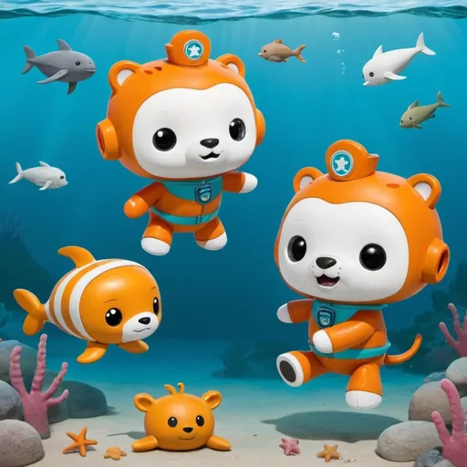 Prompt: Octonauts helping animals in the sea