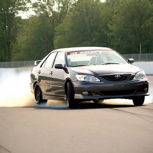 Prompt: 2005 Toyota Camry modified drifting at a slide show 
