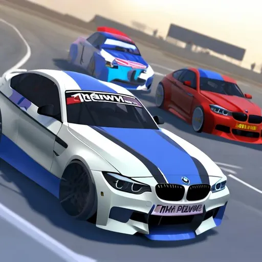 Prompt: a bmw drifting roblox style
