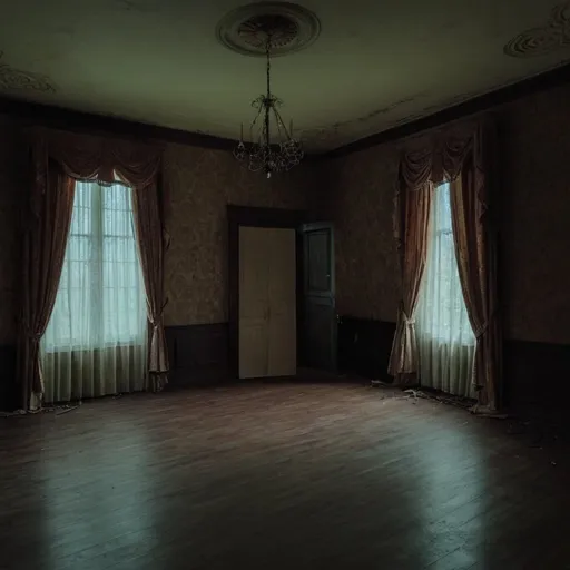 Prompt: the rooms of the giant mansion with a slight but not obvious spooky aesthetic
