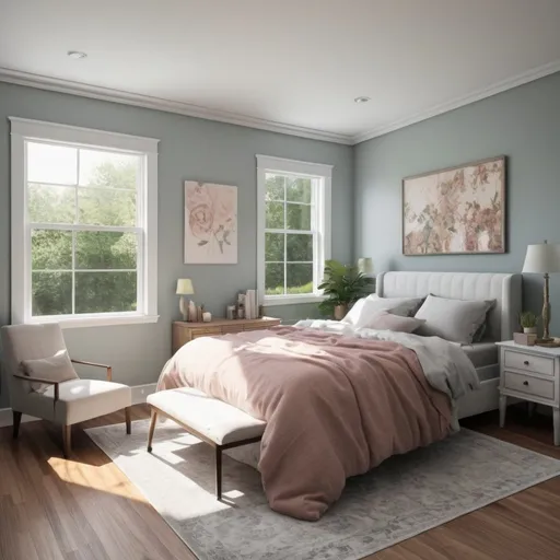 Prompt: bedroom in suburban house that looks unrealistic
