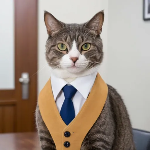 Prompt: a cat that looks like a realtor