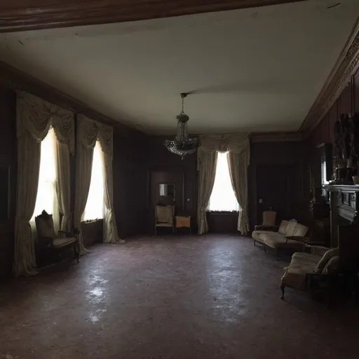 Prompt: the rooms of the giant mansion with a slight but not obvious spooky aesthetic
