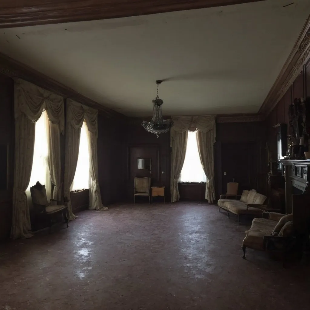 Prompt: the rooms of the giant mansion with a slight but not obvious spooky aesthetic
