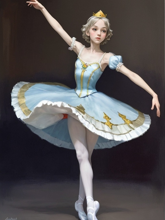 Prompt: Balerina princess with a crown dancing