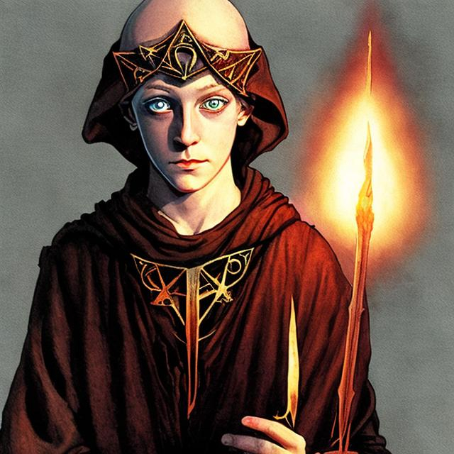 Prompt: A d&d young human mage, similar to Aleister Crowley, with tourette sindorme