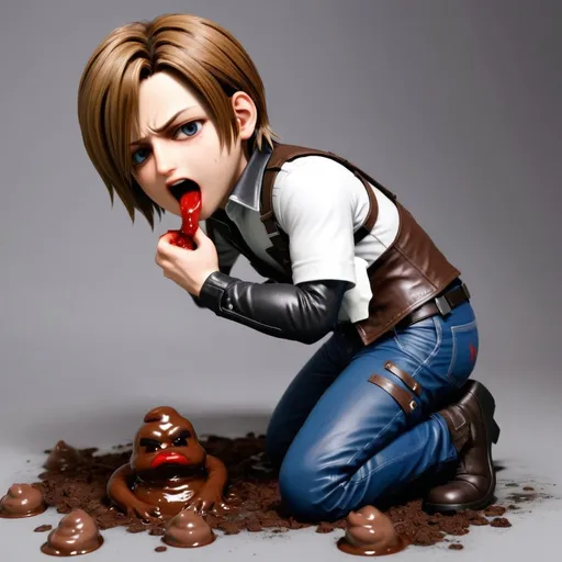 Prompt: Leon Kennedy kissed poop