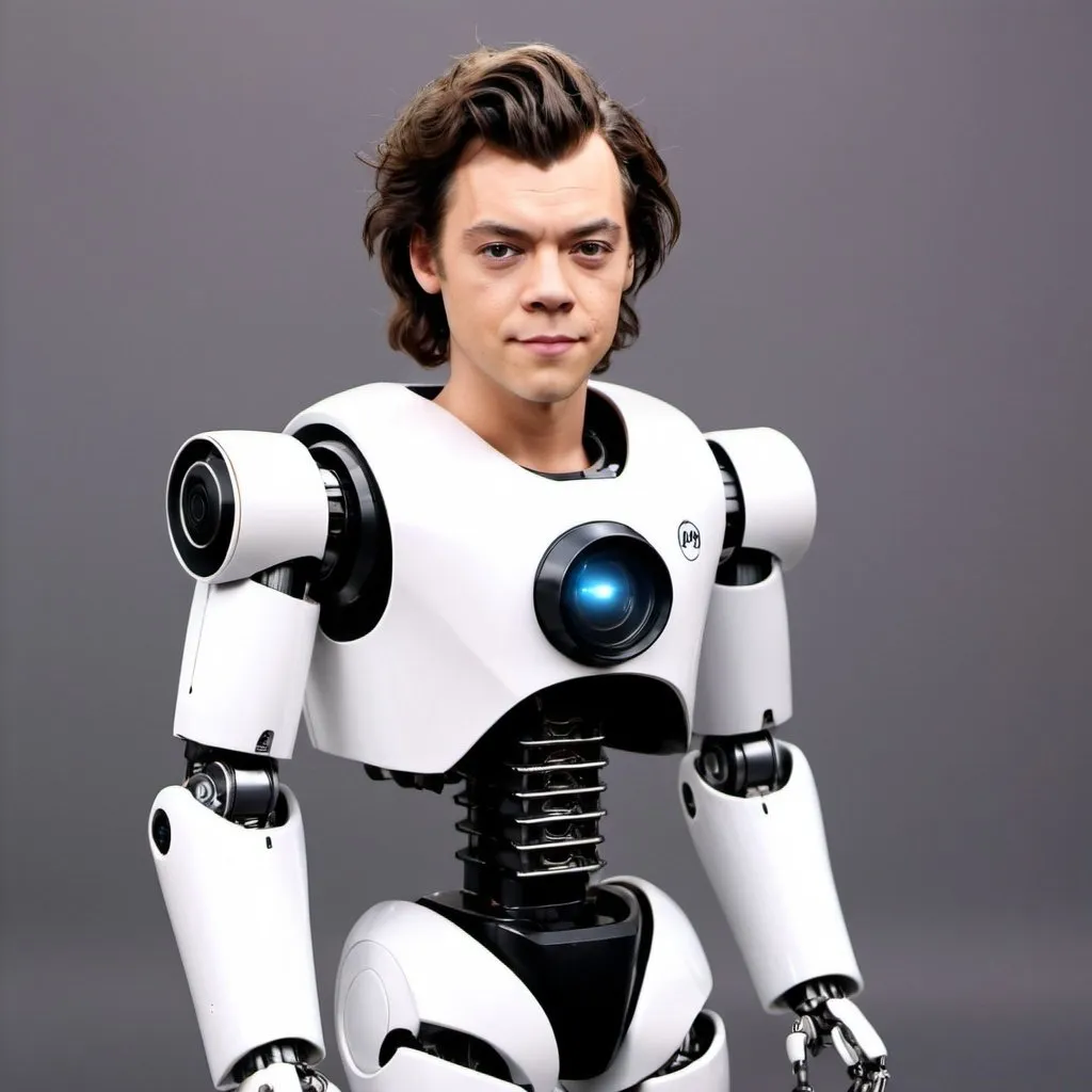 Prompt: Harry Styles robot he said hi