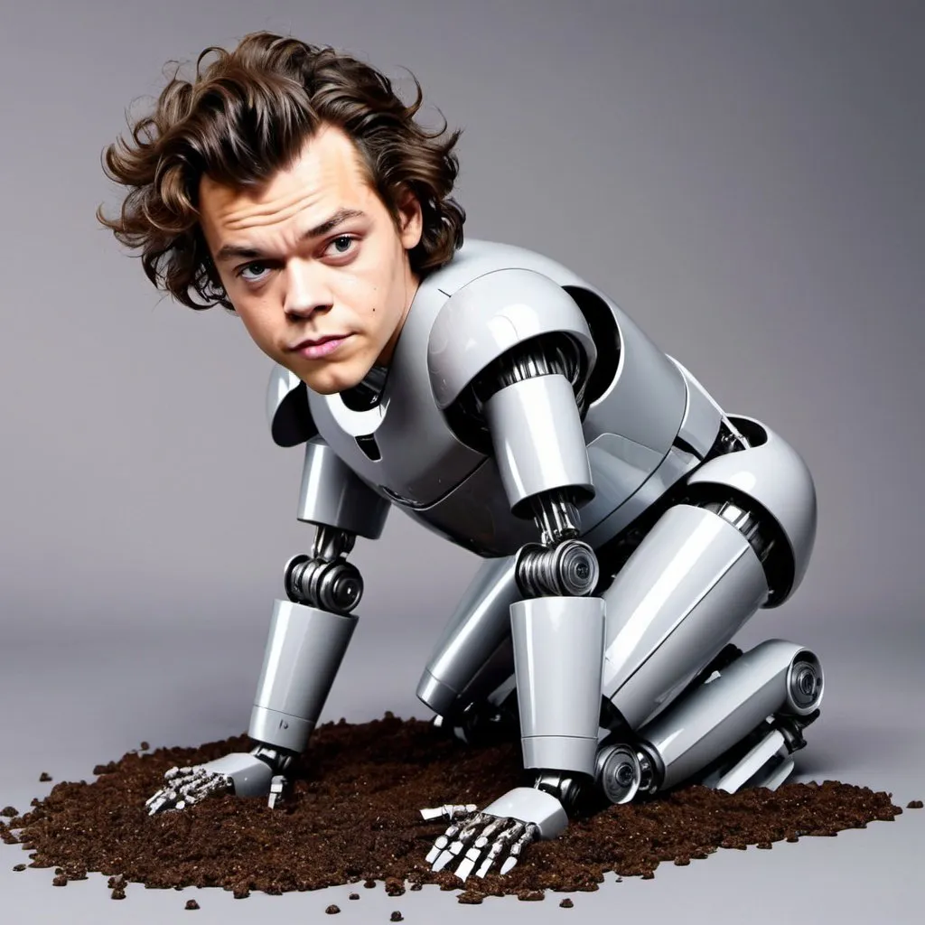 Prompt: Harry Styles robot poop