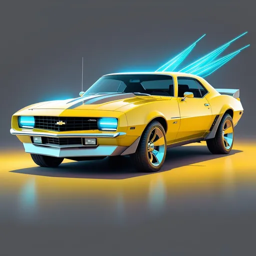 Prompt: double exposure, synthwave, chevrolet camaro_style flying speeder, concept model sheet, beautiful design, soft yellow and grey colors, symmetrical, perspective view, SciFi Art, Artwork for Home Decor, Matte Poster, High Quality PrintDisco Elysium graphic style, doug chiang concept art, industrial light& magic, clean lines, thin lines, no wheels
